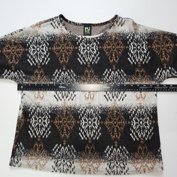 Pure Essence Urbanology Stretch Sweater Knit Top Medium Black Brown White Nordic - Picture 6 of 9